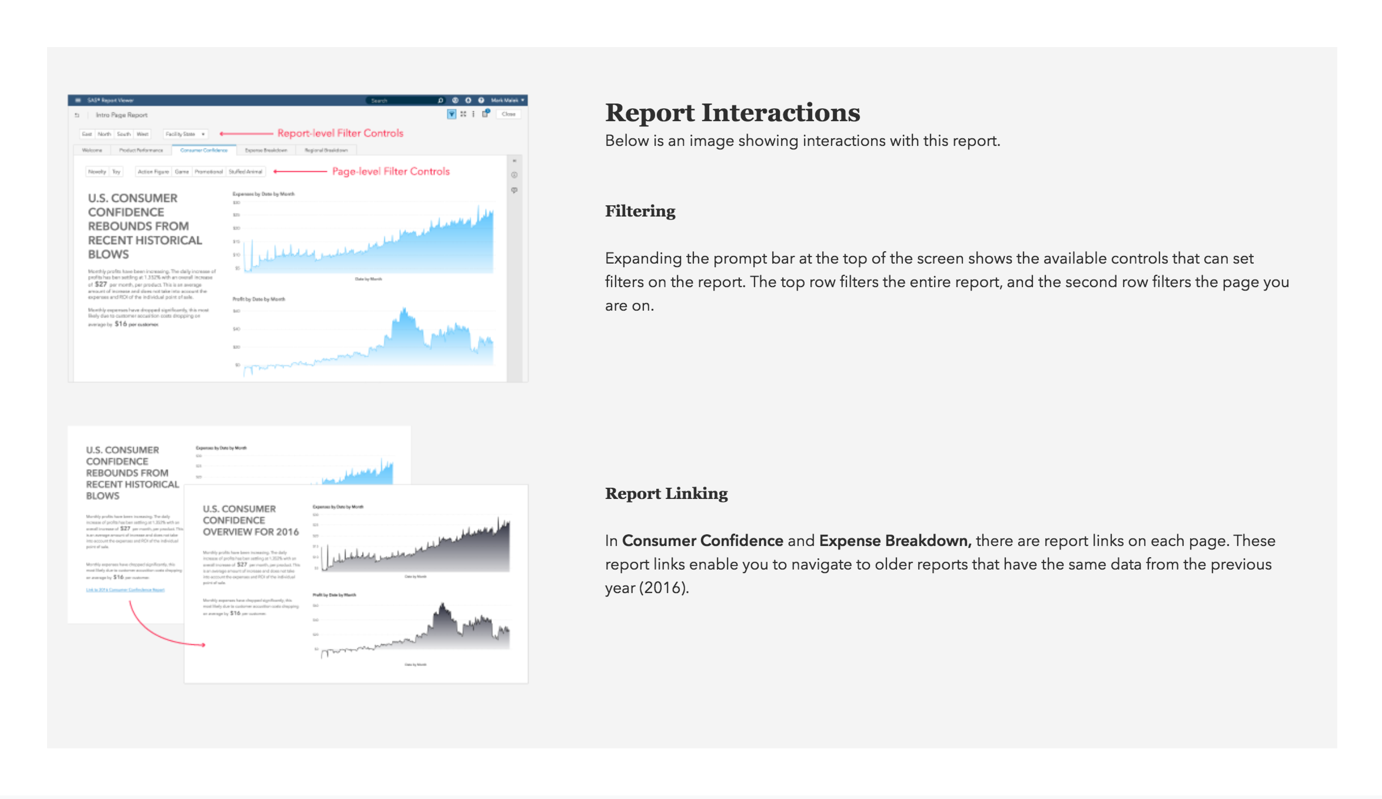 Example of a hidden section explained Report Level Interactions